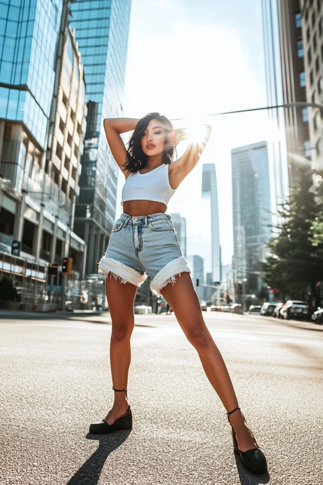 Summer Shorts Styles: Denim, Linen, and High-Waisted Trends - photo 8