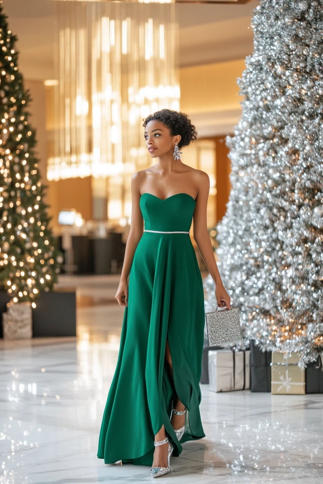 Festive Green and Silver Holiday Party Outfits - photo 5