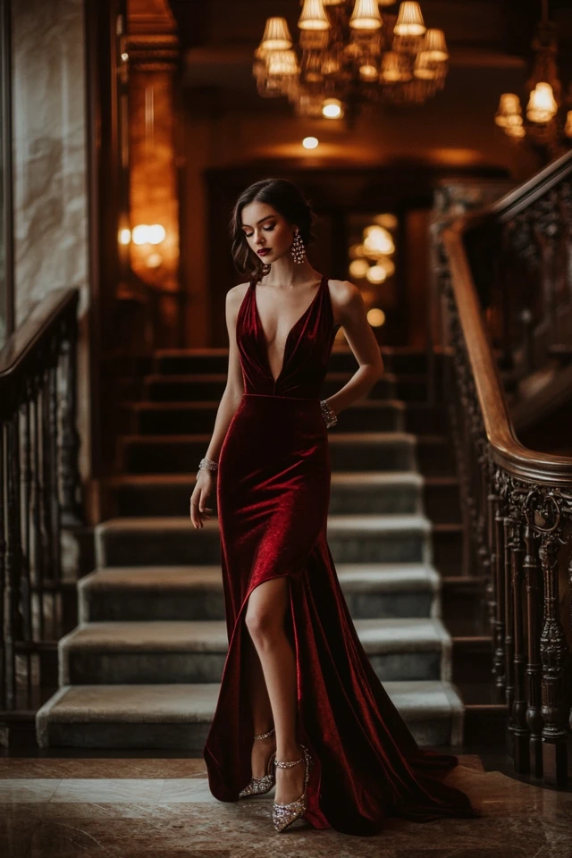 The Perfect Pairing of Velvet and Satin in Evening Gowns - photo 5