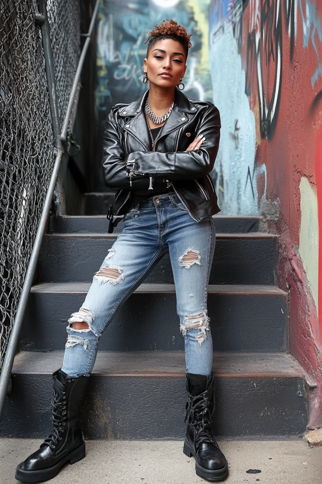 Mixing Smooth Leather and Rough Denim for Bold Outfits - photo 5