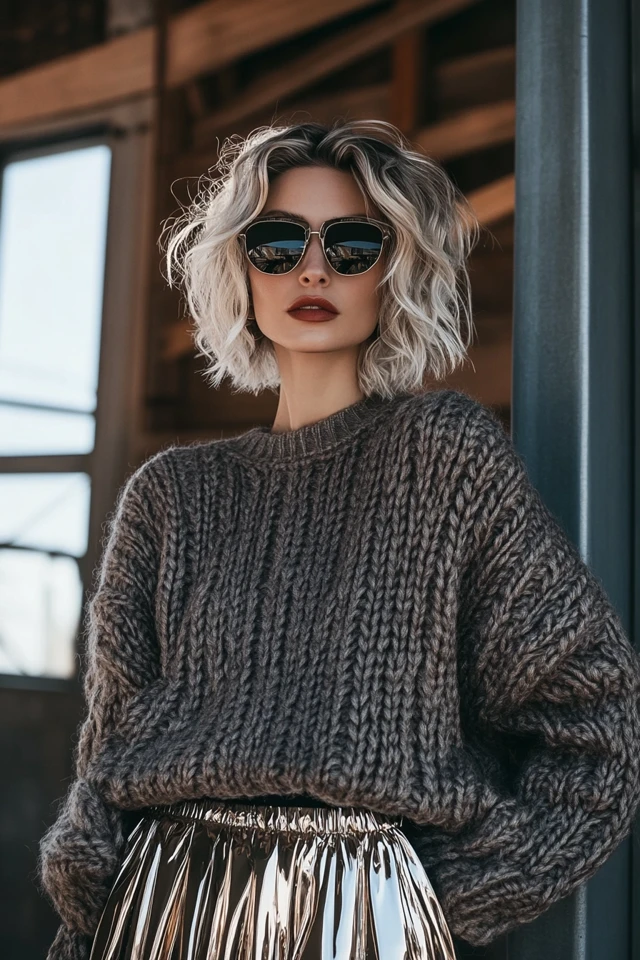 Mixing Metallics and Knits for Unique Winter Layers - photo 5