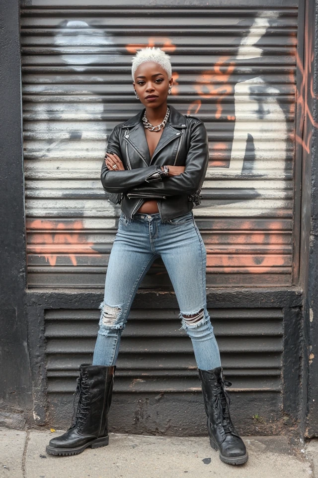 Mixing Smooth Leather and Rough Denim for Bold Outfits - photo 9