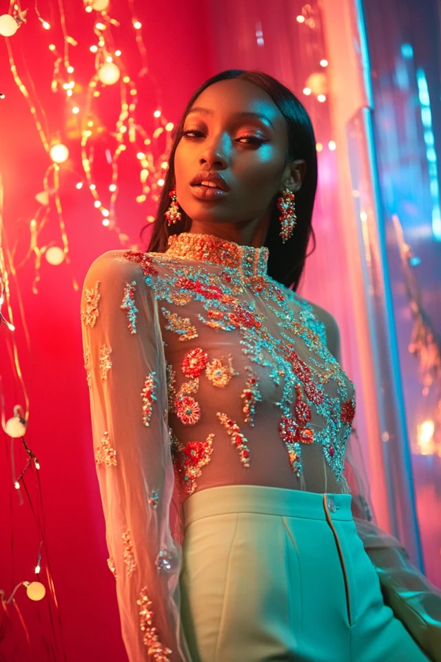 Pairing Sheer Mesh and Embroidery in Party Tops - photo 7