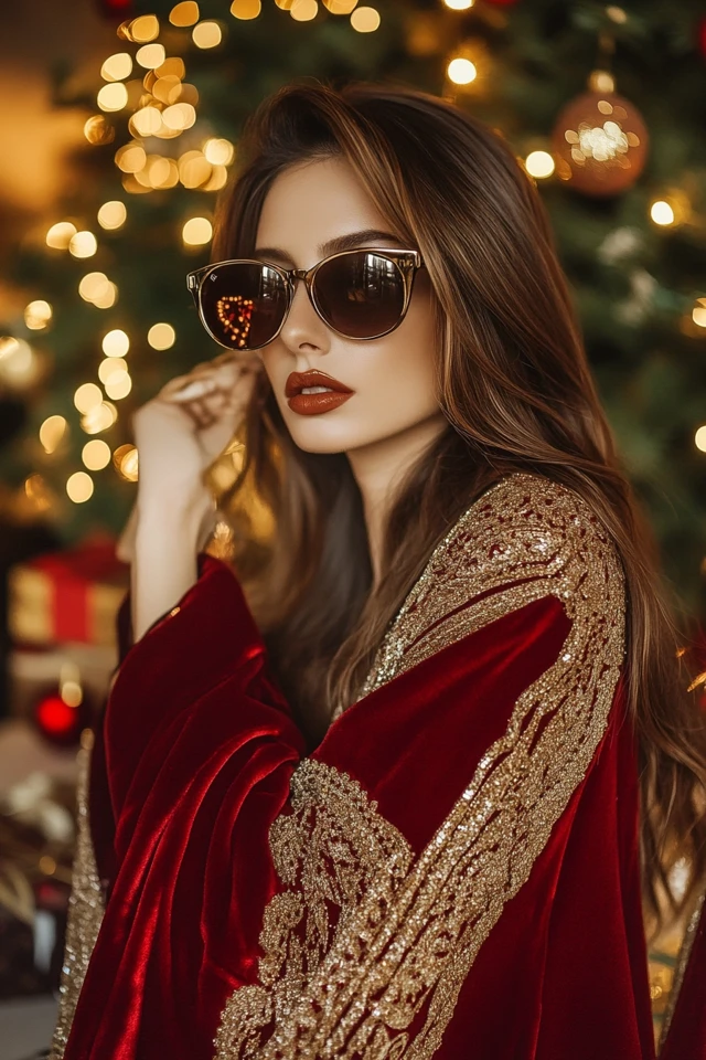 Elegant Red and Gold Outfits for Christmas Celebrations