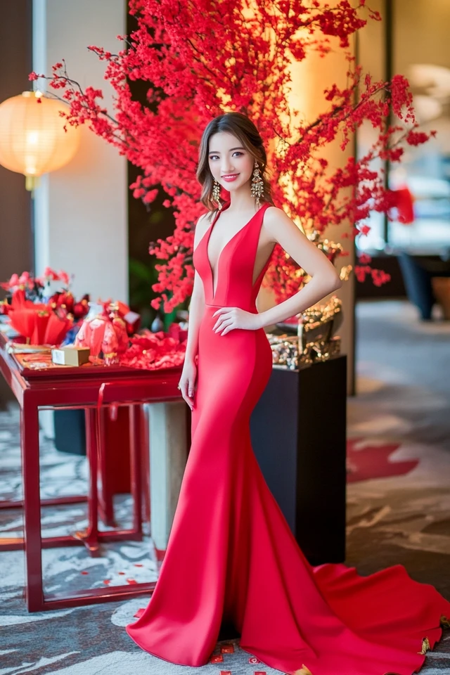 Traditional Red Dresses for Chinese New Year Celebrations