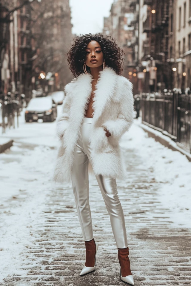 Pairing Faux Fur and Satin in Luxe Winter Coats