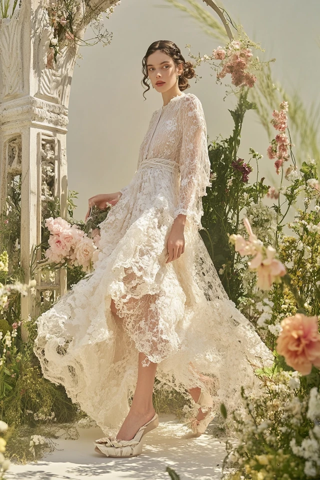 Textured Linen and Lace Dresses for Spring Weddings