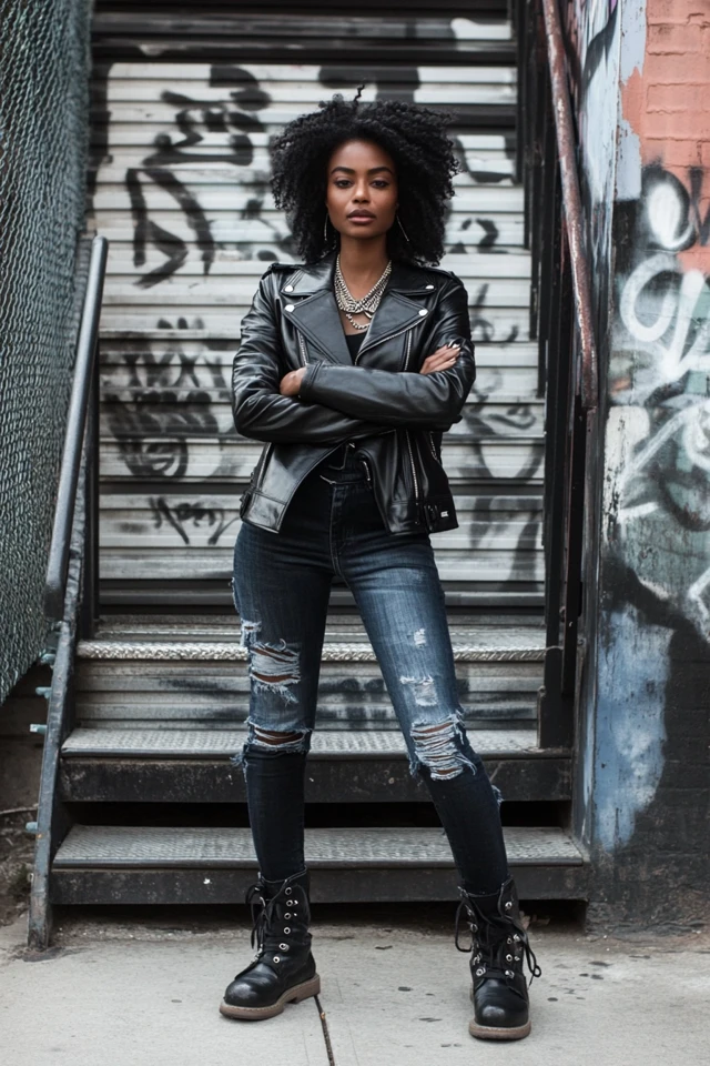 Mixing Smooth Leather and Rough Denim for Bold Outfits