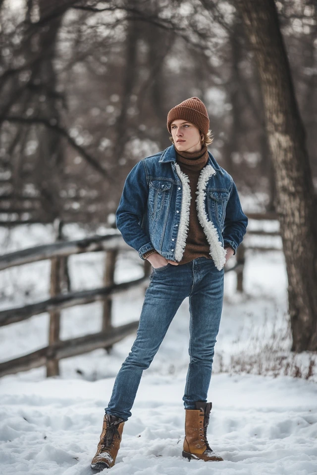 Mixing Fleece and Denim for Casual Winter Jackets