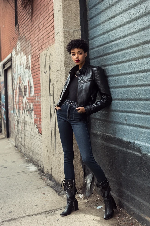 Leather Jackets Paired with Denim for Fall Staples