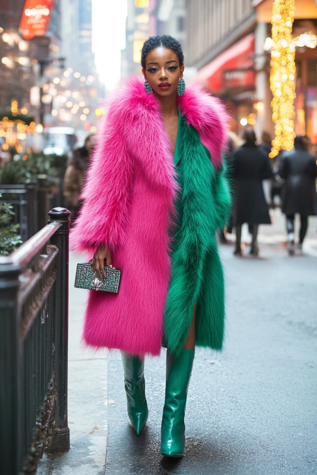 Faux Fur Coats in Vibrant Hues for Winter Glam