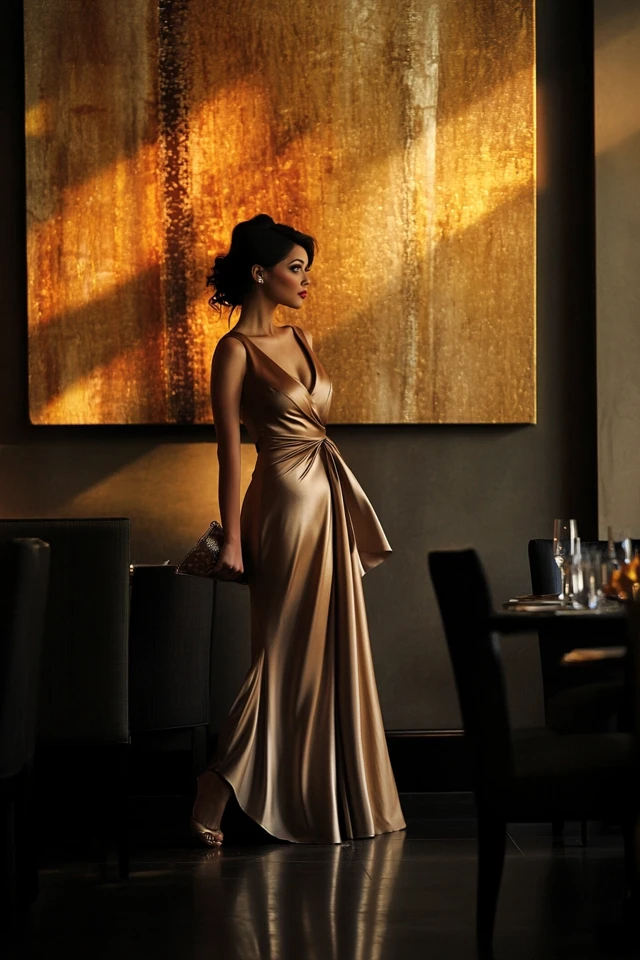 Elegant Anniversary Dinner Looks with Satin Dresses
