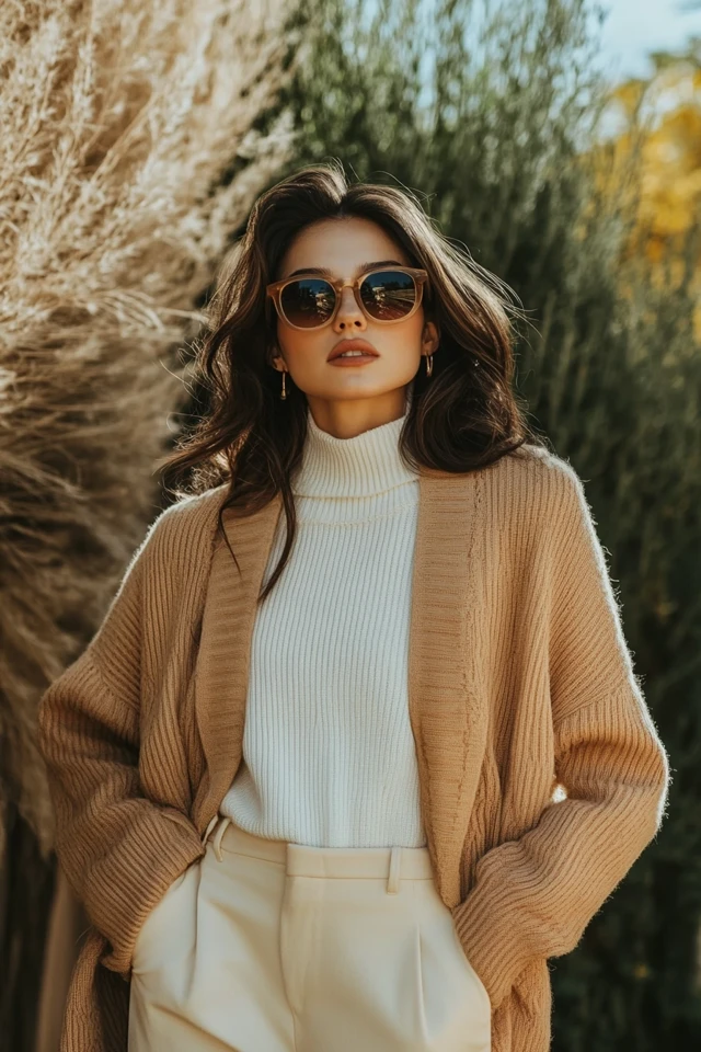 Chic Camel and White Outfits for Fall Layers