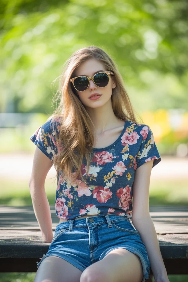 Laid-Back BBQ Attire with Denim Shorts