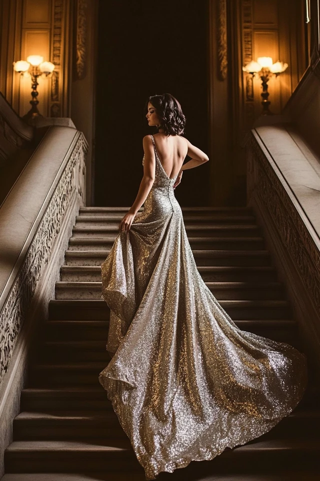 Shimmering Metallic Gowns for Winter Formal Events - photo 9