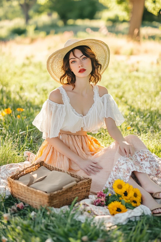 Stylish Picnic-in-the-Park Ensembles with Tiered Skirts - photo 9