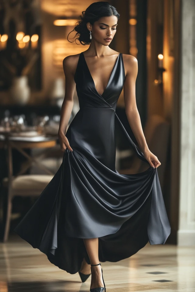 Elegant Anniversary Dinner Looks with Satin Dresses - photo 9