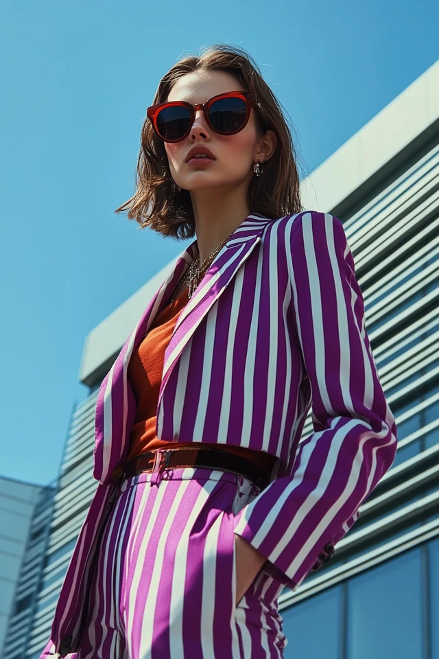 How to Wear Bold Stripes with Solid Colors in Pantsuits - photo 9