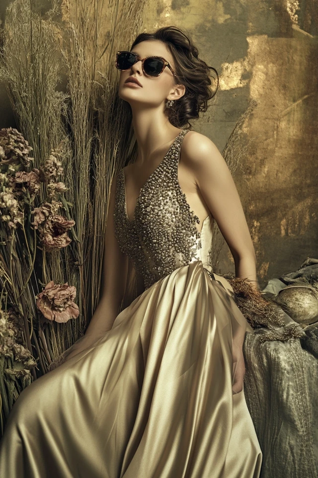 Combining Satin and Beaded Accents in Evening Gowns - photo 9