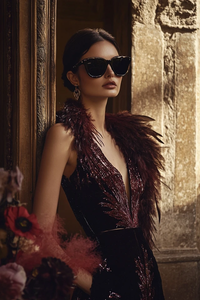 Luxurious Velvet and Feather Accents for Bold Dresses - photo 9