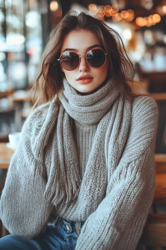 Cozy Coffee Shop Styles with Chunky Scarves - photo 9