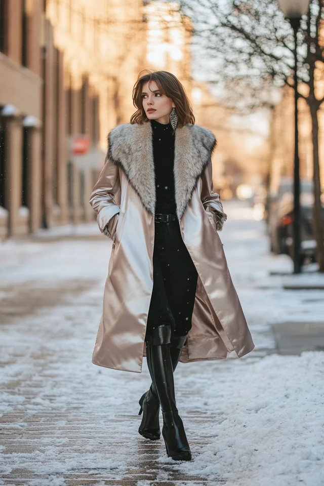 Pairing Faux Fur and Satin in Luxe Winter Coats - photo 6