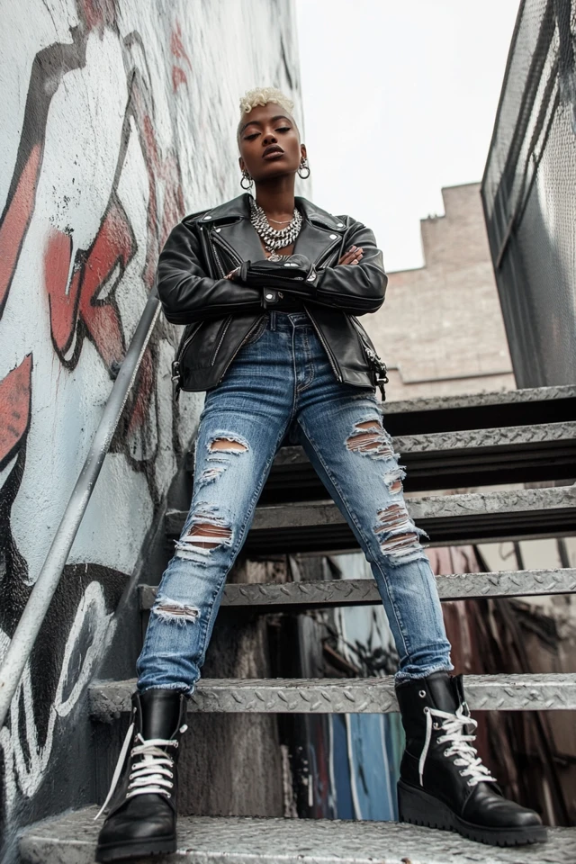 Mixing Smooth Leather and Rough Denim for Bold Outfits - photo 6