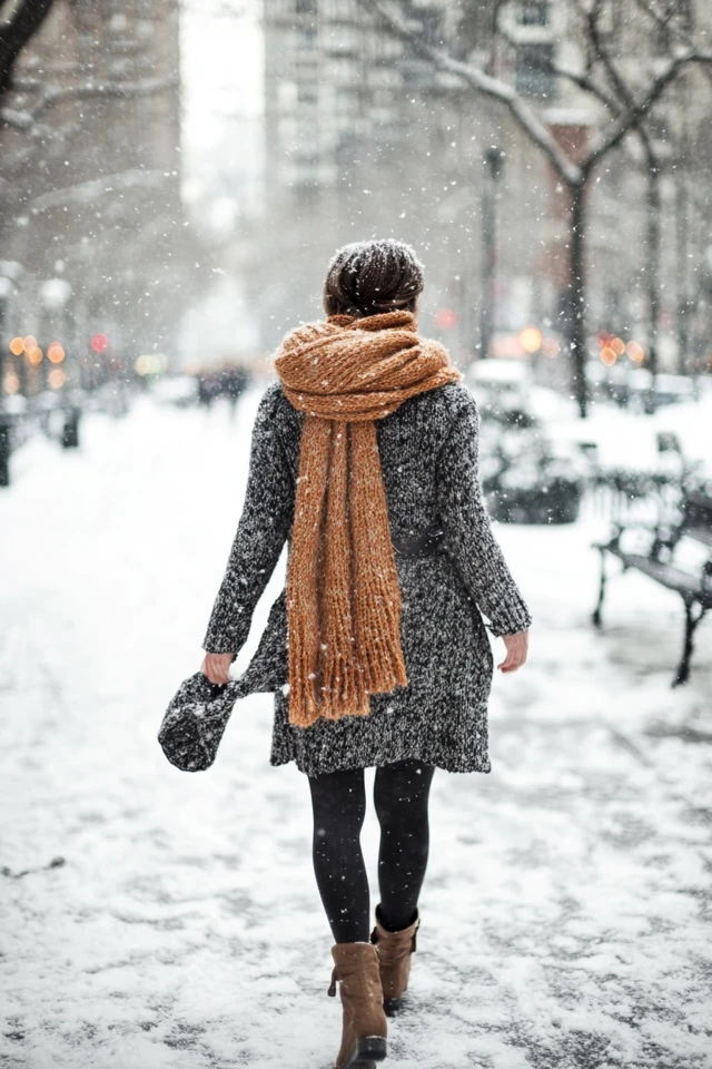 Chunky Knit Scarves and Dresses for Winter Chic - photo 6