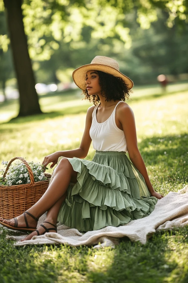 Stylish Picnic-in-the-Park Ensembles with Tiered Skirts - photo 6