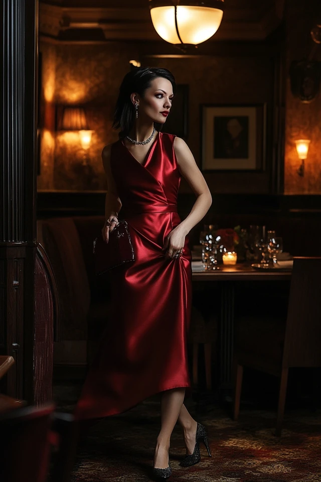 Elegant Anniversary Dinner Looks with Satin Dresses - photo 6