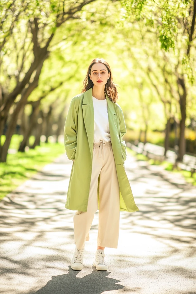 Fresh Green and Beige Combinations for Spring Coats - photo 2