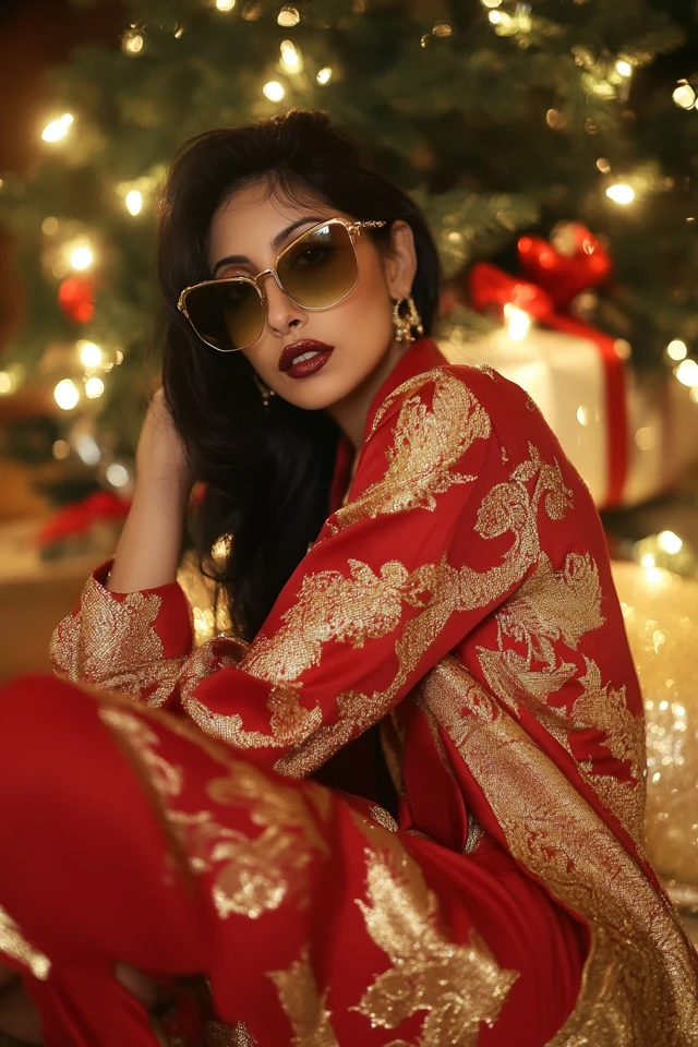 Elegant Red and Gold Outfits for Christmas Celebrations - photo 2