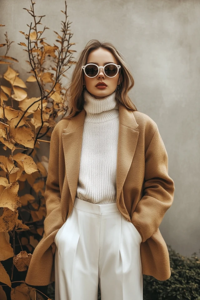 Chic Camel and White Outfits for Fall Layers - photo 2
