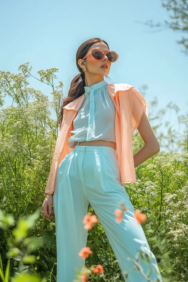 Light Blue and Soft Peach Outfits for Spring Looks - photo 2