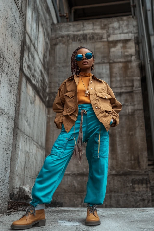 Mixing Brown and Aqua in Unique Streetwear Outfits - photo 2