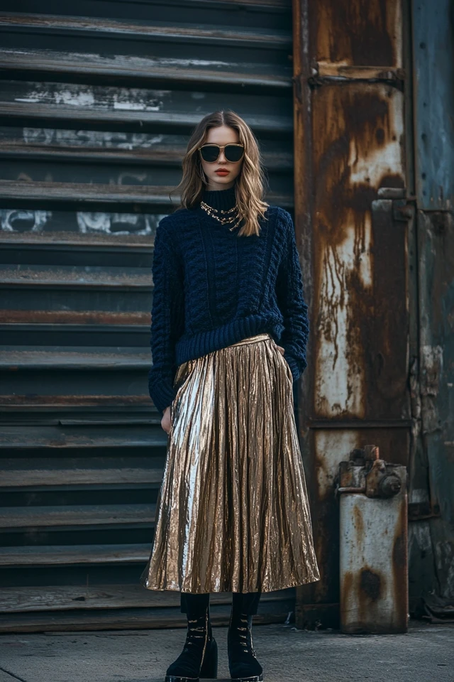 Mixing Metallics and Knits for Unique Winter Layers - photo 2