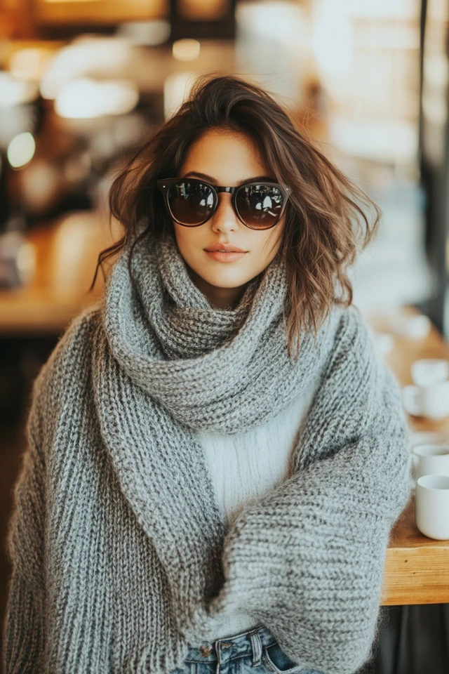 Cozy Coffee Shop Styles with Chunky Scarves - photo 2