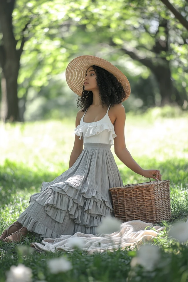 Stylish Picnic-in-the-Park Ensembles with Tiered Skirts - photo 10
