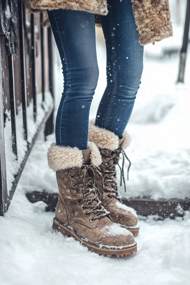 Shearling-Lined Boots for Snowy Weather Style - photo 6