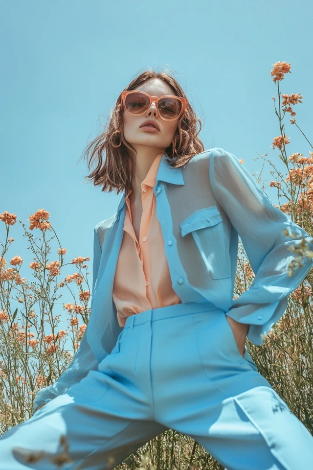 Light Blue and Soft Peach Outfits for Spring Looks - photo 10