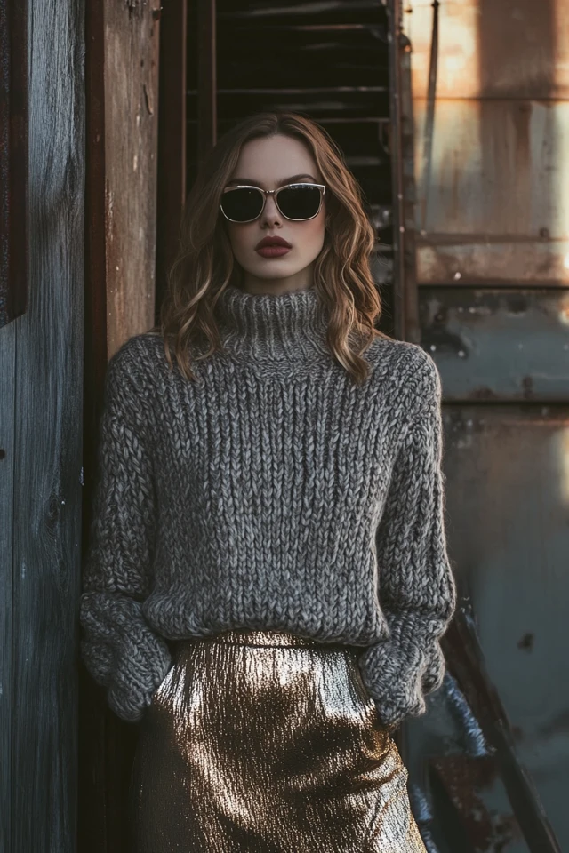 Mixing Metallics and Knits for Unique Winter Layers - photo 10