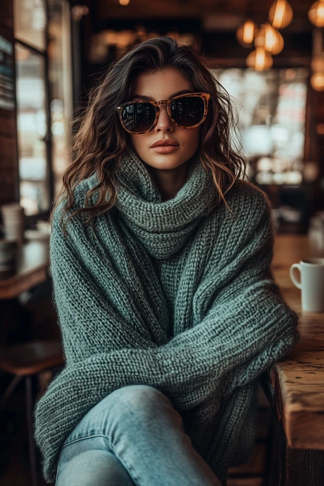 Cozy Coffee Shop Styles with Chunky Scarves - photo 10