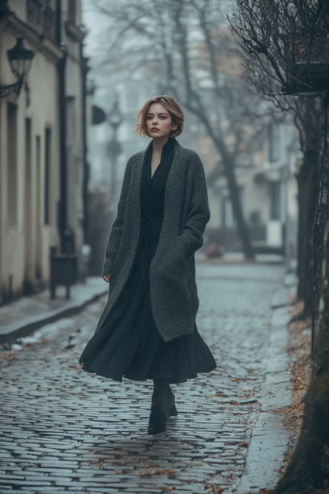 Layered Sweater Dresses for Cold but Dry Days - photo 10