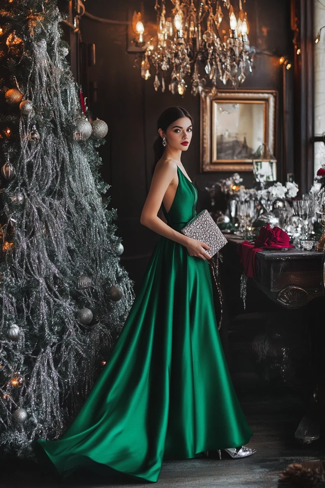 Festive Green and Silver Holiday Party Outfits - photo 3