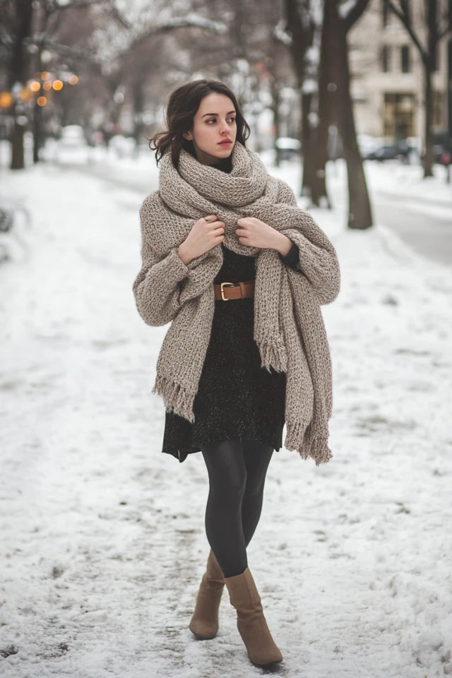 Chunky Knit Scarves and Dresses for Winter Chic - photo 7