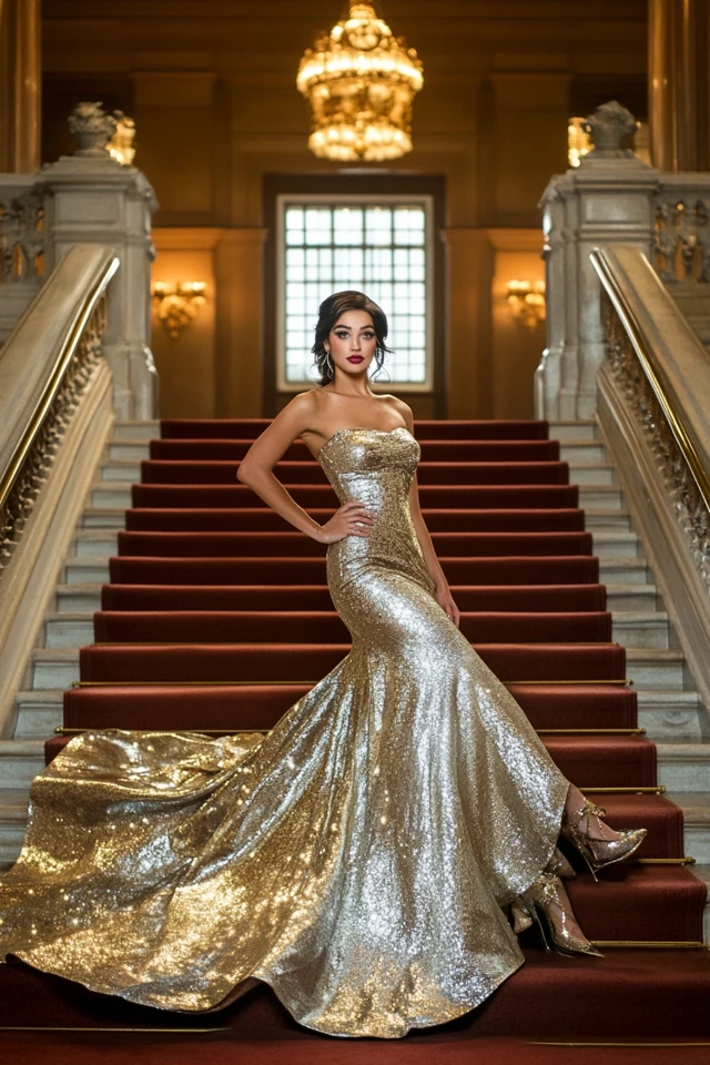 Shimmering Metallic Gowns for Winter Formal Events - photo 7