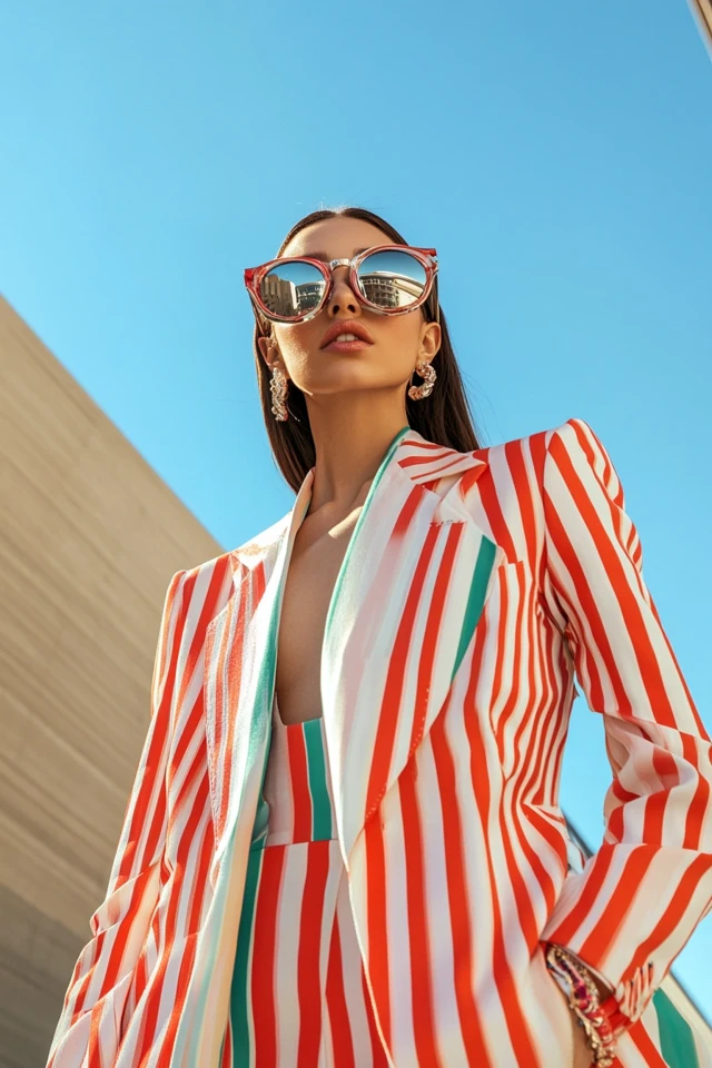 How to Wear Bold Stripes with Solid Colors in Pantsuits - photo 7