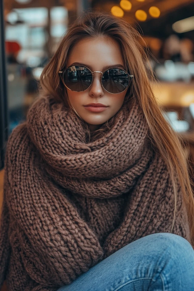 Cozy Coffee Shop Styles with Chunky Scarves - photo 7