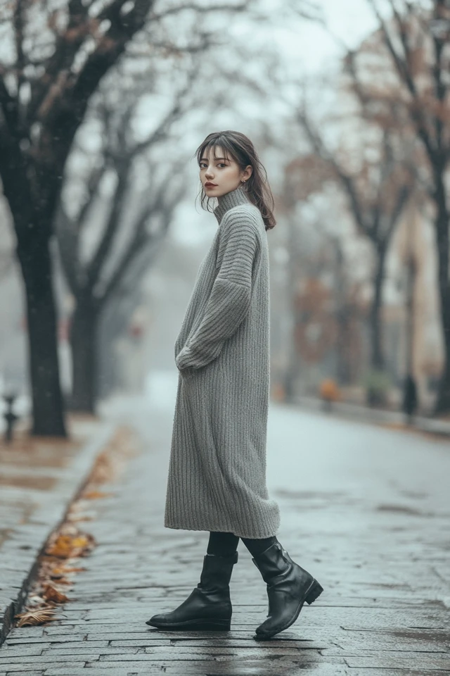Layered Sweater Dresses for Cold but Dry Days - photo 7