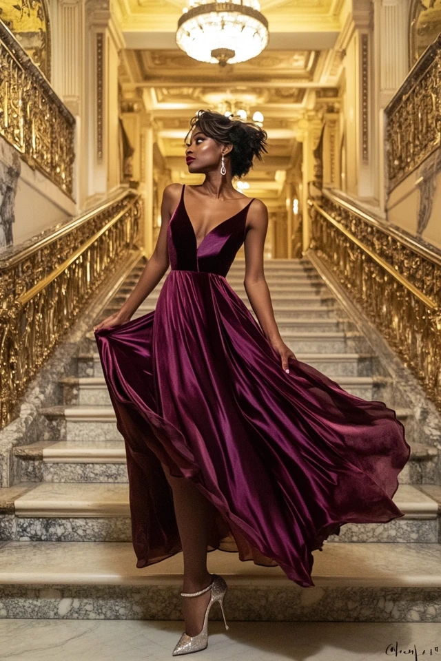 The Perfect Pairing of Velvet and Satin in Evening Gowns - photo 11